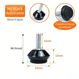 2PCS M6 Adjustable Leveling Chair Leg Feet Furniture Mat Screw-in Base Sofa Bed Cabinet Table Floor Protector Anti-slip Pad