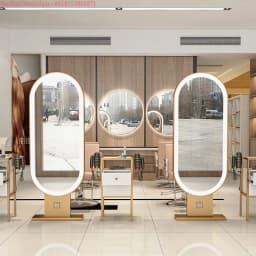 Floor-to-ceiling double-sided lighted hairdressing mirror hairdressing mirror hairdressing mirror stand