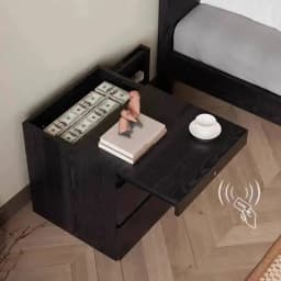 Solid Hidden Wood Bedside Table Safe Magnetic Card Hidden Unlock Nightstands Night Tables Chest Of Drawers Storage Locker