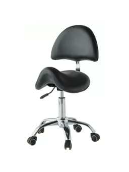 Ergonomic Rolling Saddle Chair Height Adjustable with Wheels and Backrest, Professional Salon Chair for Hair Stylist and Spa