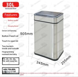 Intelligent induction double-layer multi-purpose classification trash can 30L to 80L stainless steel living room kitchen office