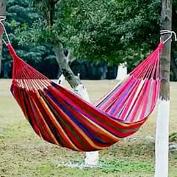 Outdoor anti rollover canvas hammock curved wooden stick duckbill hammock dormitory swing hammock double thick hammock