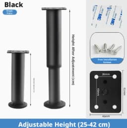 1Pc Adjustable Height Furniture Support Leg, Dedicated for Bed Frame, Metal Adjustable Furniture Leg Suitable for Bed / Sofa / C