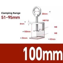 304 Stainless Steel C-clamp Steel Pipe Square Clamps 20~130mm Tiger Clamp Heavy Duty C-clamp Multi-function Hardware Fastener