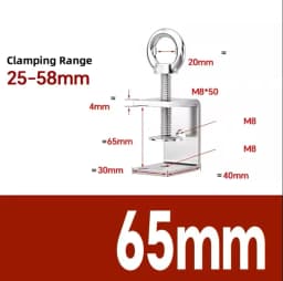 304 Stainless Steel C-clamp Steel Pipe Square Clamps 20~130mm Tiger Clamp Heavy Duty C-clamp Multi-function Hardware Fastener