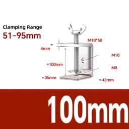 304 Stainless Steel C-clamp Steel Pipe Square Clamps 20~130mm Tiger Clamp Heavy Duty C-clamp Multi-function Hardware Fastener
