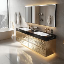 Double Sink Floating Bathroom Vanity Marble Hotel Bathroom Vanity Wall Mounted Bathroom Cabinet Vanity Set With Mirror Light
