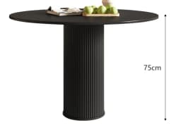 !@Cream Style Stainless Steel Round Dining Table Set 4 Seater Chair Combination Modern Roman Column Design Small-Sized Home Use