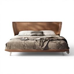 #Italian Luxury Cloud Series Alice Floating Headboard Leather Bed Italian Minimalist Full Bed For Master Bedroom