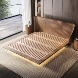 #Italian Luxury Cloud Series Alice Floating Headboard Leather Bed Italian Minimalist Full Bed For Master Bedroom