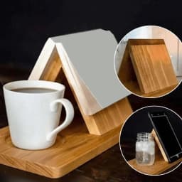 Multi-Functional 2 in 1 Wood Book Stand Reading Triangle Reading Stand Book Coffee Organizer Study Room