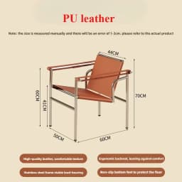 Italian Simple Saddle Chair, Single Leather Stainless Steel Leisure Chair Minimalist Single Black Sofa Chair Living Room Design