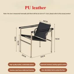Italian Simple Saddle Chair, Single Leather Stainless Steel Leisure Chair Minimalist Single Black Sofa Chair Living Room Design