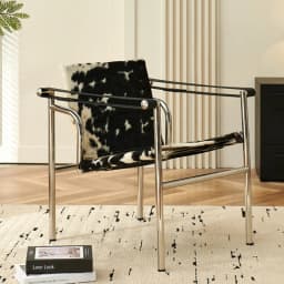 Italian Simple Saddle Chair, Single Leather Stainless Steel Leisure Chair Minimalist Single Black Sofa Chair Living Room Design