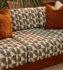 ！@Natural Teak Frame Removable Cushions Stable Structure Outdoor Seating Garden Lounge Leisure Furniture Outdoor Three-Sofa