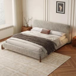 #French Vintage Chenille Fabric Bed, Modern Minimalist Soft Back Double Bed, Pneumatic Storage Bed For Master Bedroom