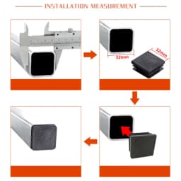 10x10mm~100x100mm Black Plastic Square End Caps Blanking Plugs Rectangle Tube Pipe Inserts Plug Table Chair Furniture Foot Cover
