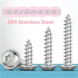 304 Stainless Steel M2 M2.6 M3 M4 M5 M6 M8 Pan Round Head Plus-Blossom Six-Lobe Torx with Washer Cushion Self-Tapping Wood Screw