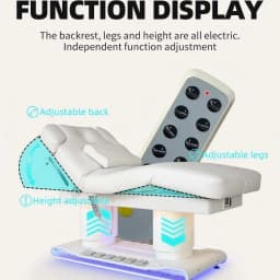 Heated 4 Motor Folding Massage Bed With Height Adjustable Metal Frame Synthetic Leather Upholstery For Spa Salon Therapy