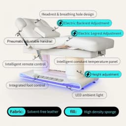 Heated 4 Motor Folding Massage Bed With Height Adjustable Metal Frame Synthetic Leather Upholstery For Spa Salon Therapy