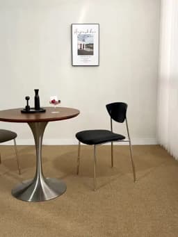 Tulip Round Table for Home Dining, Stainless Steel Commercial Coffee Table for Cafe Restaurant, Balcony Accent Desk for Bistro
