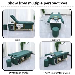 Modern Design Thai Massage Table Electric Shampoo Bed Head Spa Equipment Reclining Hair Salon Shampoo Bed With Ceramic Sink Foot