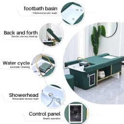 Modern Design Thai Massage Table Electric Shampoo Bed Head Spa Equipment Reclining Hair Salon Shampoo Bed With Ceramic Sink Foot