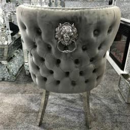 !@Luxury New Style Dining Chair Fabric Seat Legs Dining Furniture Home Furniture Stainless Steel With Lion Head Decorative Velve