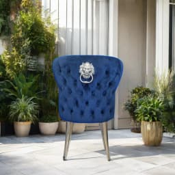 !@Luxury New Style Dining Chair Fabric Seat Legs Dining Furniture Home Furniture Stainless Steel With Lion Head Decorative Velve