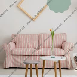 American retro French pastoral red striped removable and washable fabric small apartment living room bedroom triple double sofa