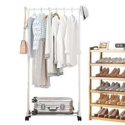 Shoe and hat integrated storage rack single and double pole clothes rack with wheels multi-layer clothing &hat rack Garment Rack