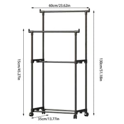 Shoe and hat integrated storage rack single and double pole clothes rack with wheels multi-layer clothing &hat rack Garment Rack