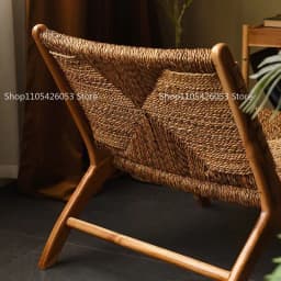 rattan, single, leisure, solid wood, backrest, balcony, homestay, log, homestay, living room, recliner, chair