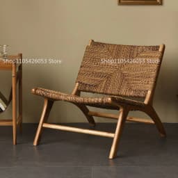 rattan, single, leisure, solid wood, backrest, balcony, homestay, log, homestay, living room, recliner, chair