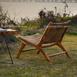 rattan, single, leisure, solid wood, backrest, balcony, homestay, log, homestay, living room, recliner, chair