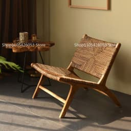 rattan, single, leisure, solid wood, backrest, balcony, homestay, log, homestay, living room, recliner, chair