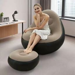 Lazy Couch Sofas Inflatable Foldable Recliner Outdoor Sofa Bed with Stirrups Comfortable Combination Flocked Velvet Sofa Chair