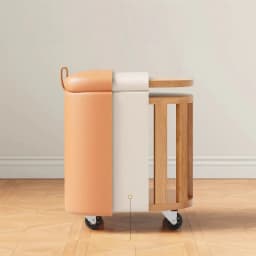 Makeup Stool Movable Bedroom Storage Dressing Stool Cream Wind Rotating Universal Low Stool Light Luxury High-end Leather Chair