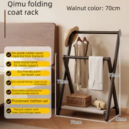 Solid Wood Clothes Racks Foldable Portability Floor Coat Rack Modern Minimalist Clothes Hanger Rack Luxury Rooms Furniture