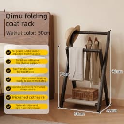 Solid Wood Clothes Racks Foldable Portability Floor Coat Rack Modern Minimalist Clothes Hanger Rack Luxury Rooms Furniture