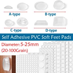 PVC Translucent Rubber Bumper Feet, Self-Adhesive Transparent Pads For Furniture, Cabinet Door Silicone Buffer Stopper