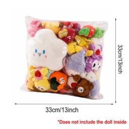 Storage Bag Clear PVC, Large Capacity Sofa Seat Cube Lounger with Zipper, Stuffed Animal Storage Bean Bag Chair Cover Plush Toy