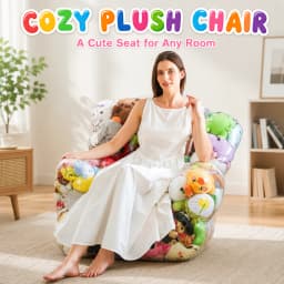 Storage Bag Clear PVC, Large Capacity Sofa Seat Cube Lounger with Zipper, Stuffed Animal Storage Bean Bag Chair Cover Plush Toy