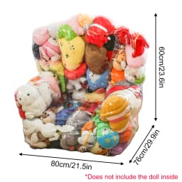 Storage Bag Clear PVC, Large Capacity Sofa Seat Cube Lounger with Zipper, Stuffed Animal Storage Bean Bag Chair Cover Plush Toy