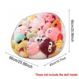 Storage Bag Clear PVC, Large Capacity Sofa Seat Cube Lounger with Zipper, Stuffed Animal Storage Bean Bag Chair Cover Plush Toy