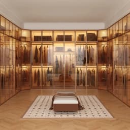 Modern Luxury White Frame Glass Door Wardrobe Solid Wood Combined Walk-In Closet with Built-In LED Ambient Light for Bedroom