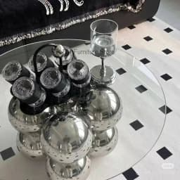 Modern Glass Top Coffee Table with Metal Spherical Base, Luxury Round Living Room Center Table, Stylish Home Decor Furniture