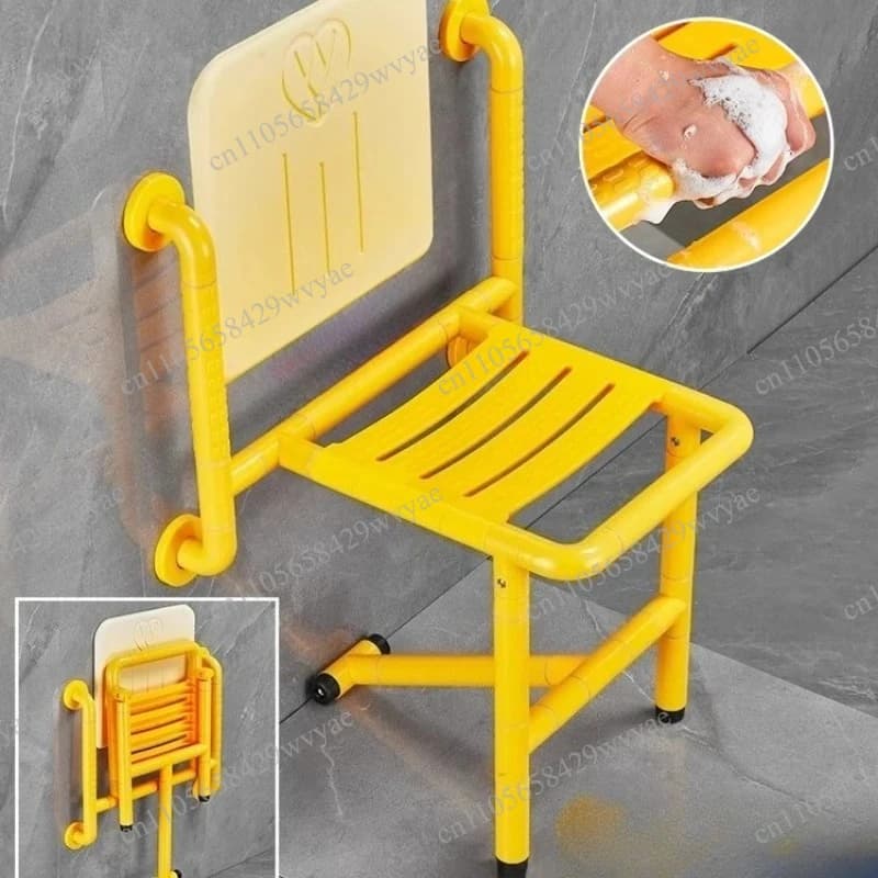 Foldable Wall Mounted Shower Stool Stainless Steel Anti-Slip Bath Chair Portable Safety Bench for Elderly Home Bathroom Use