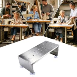 Brushed Finish Sewing Machine Foot Stool Polished Stainless Steel Height Adjustable Foot Rest Holder Ergonomic Design Non Slip
