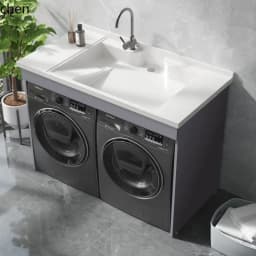 YFY  Dual Washing Machine Integrated Cabinet Combination Washer Dryer Flat Large Sink Basin
